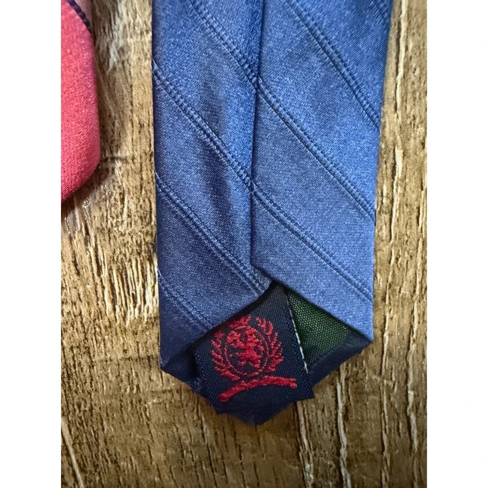 Tommy Hilfiger Mens Pink Geometric Diamond Silk Necktie Navy Blue Accent Tie